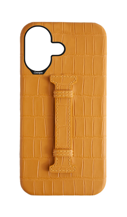 Matte Mustard Embossed Crocodile Case