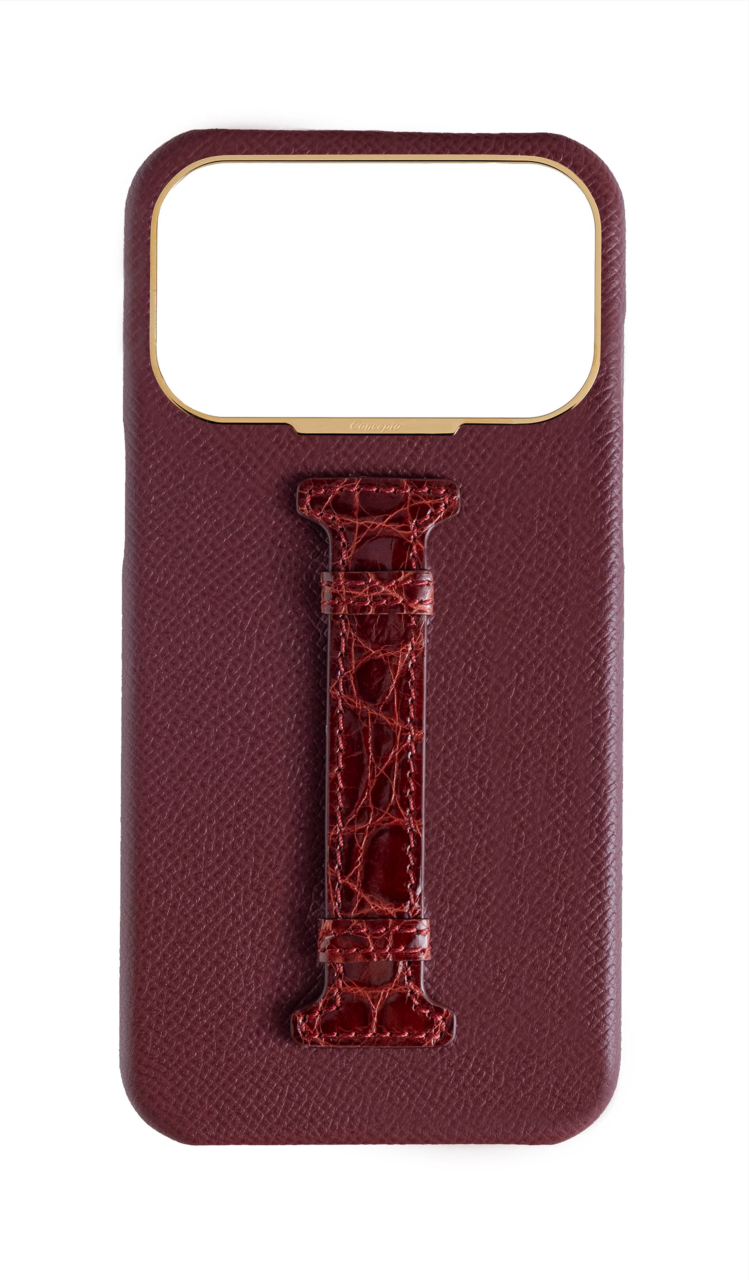 Burgundy Exotic Crocodile Middle Strap Case