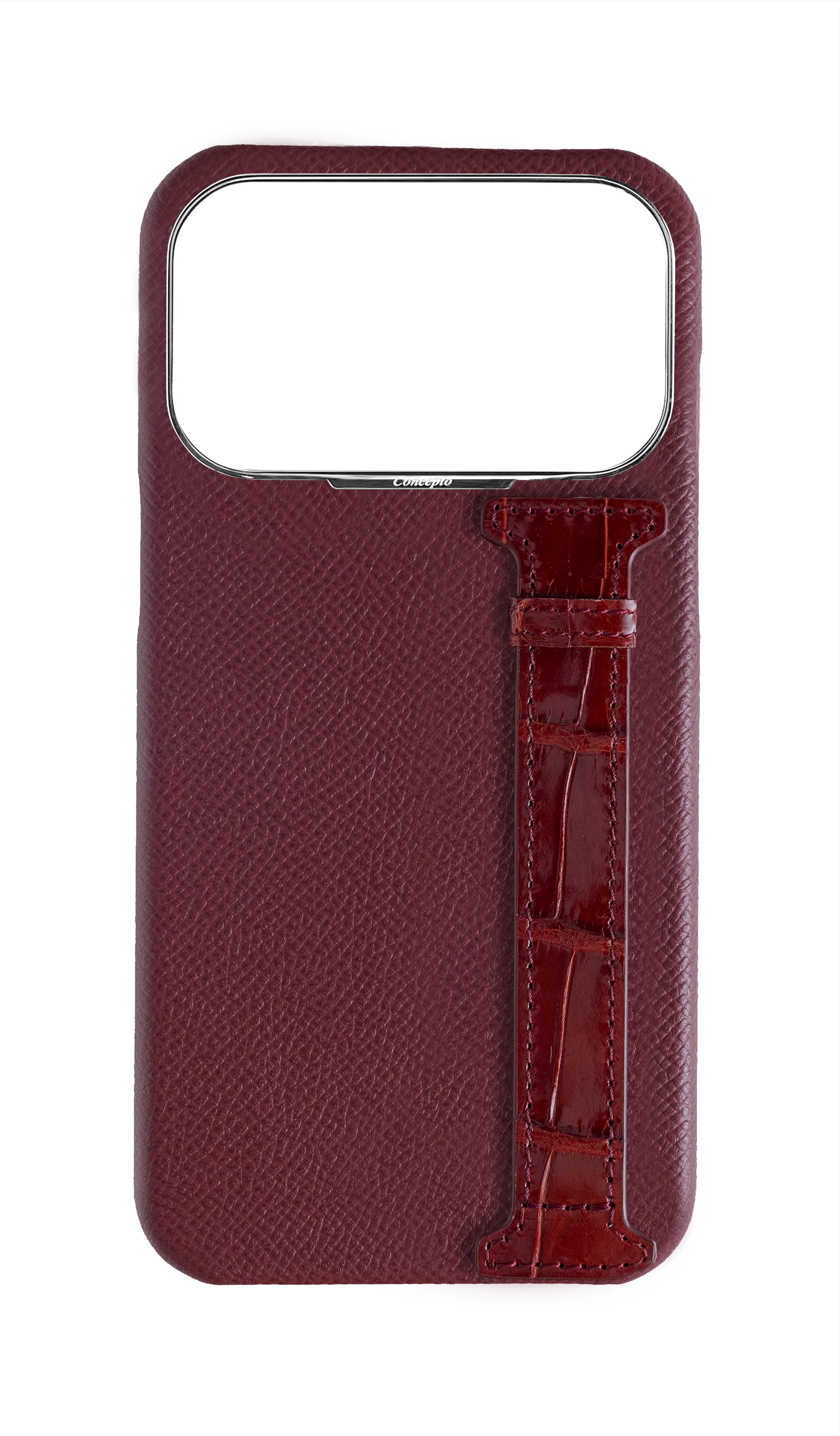 Burgundy Exotic Crocodile Side Strap Case