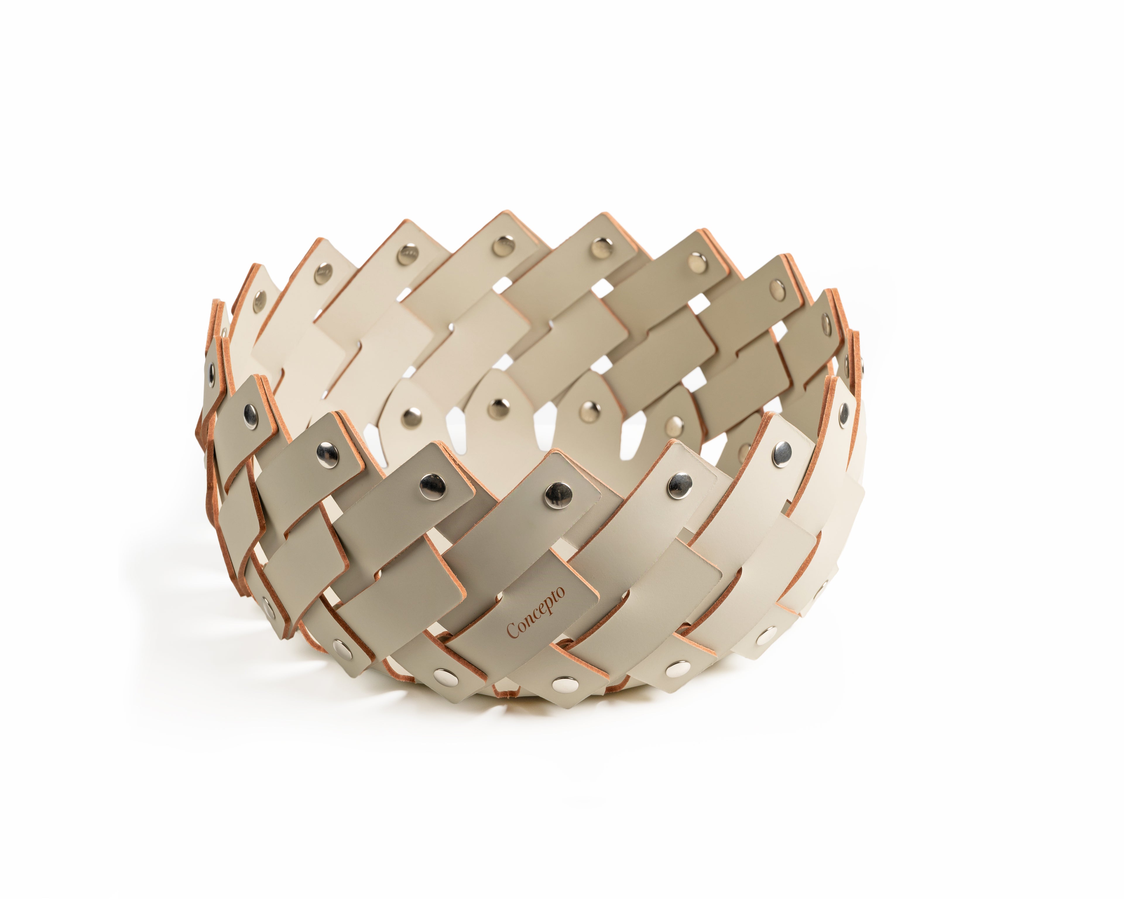 Small Cream Leather Basket