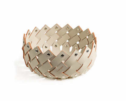 Small Cream Leather Basket