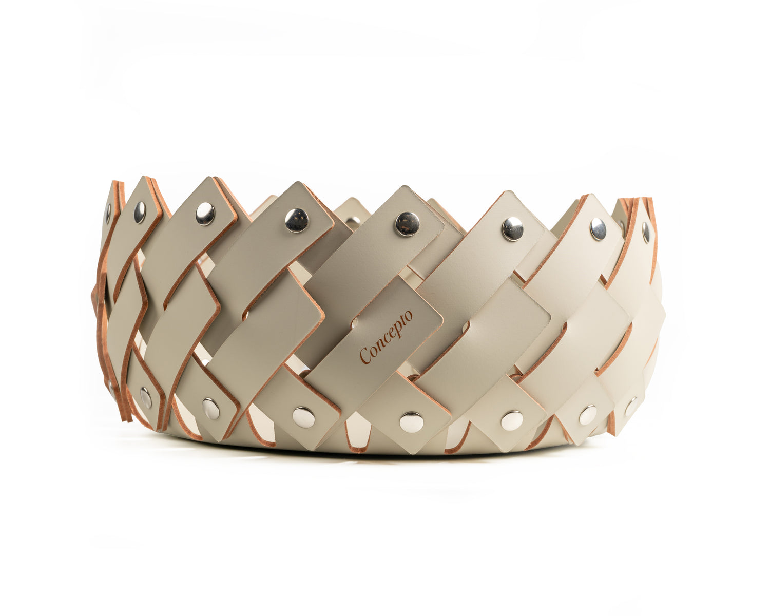 Small Cream Leather Basket