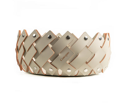 Small Cream Leather Basket