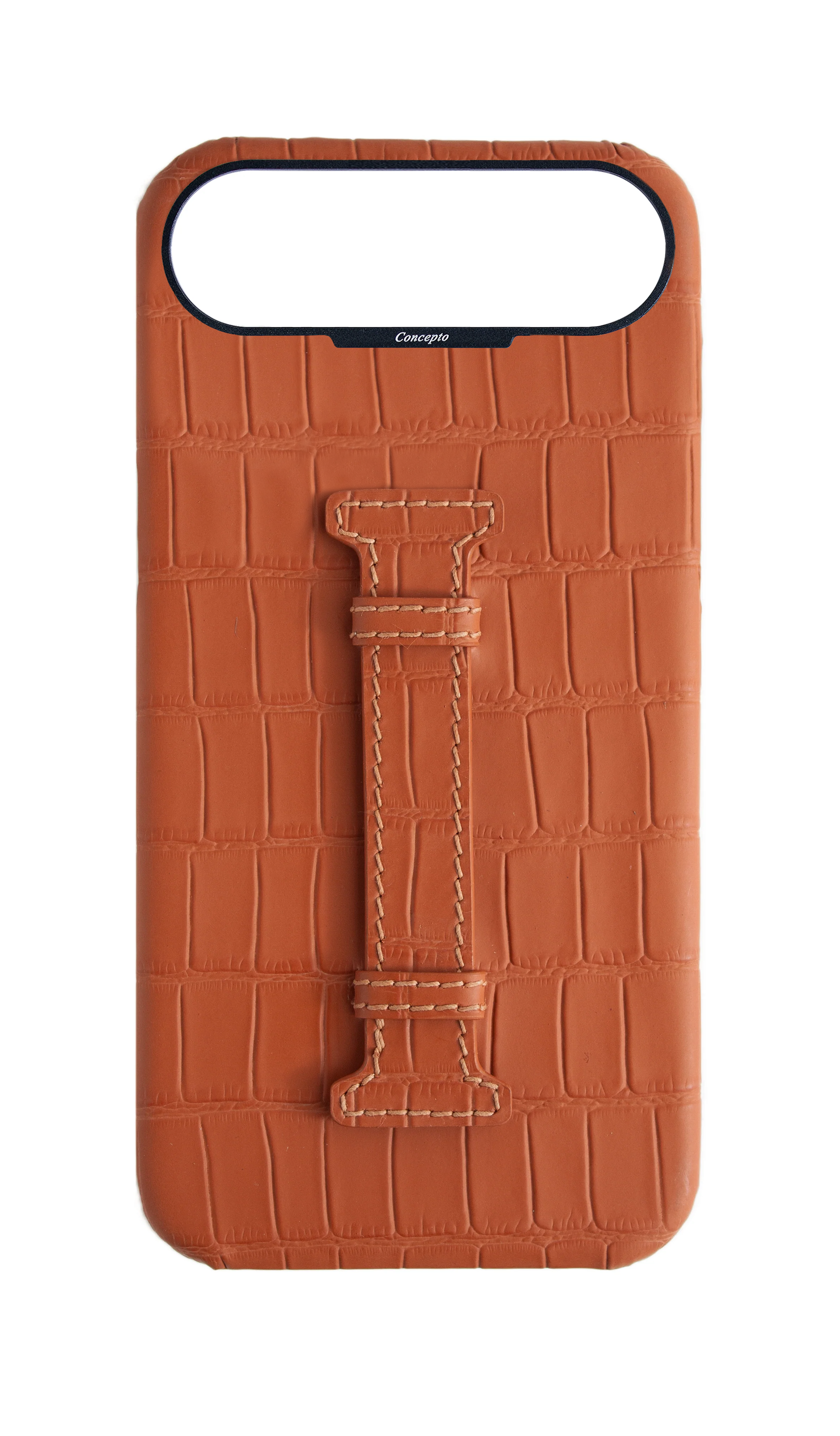 Matte Camel Brown Embossed Crocodile Case