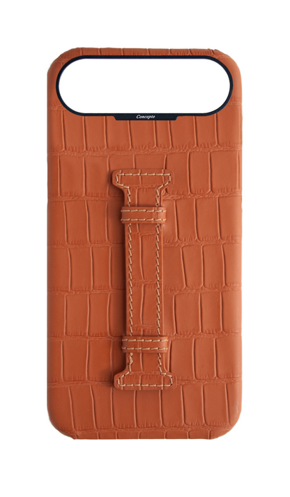 Matte Camel Brown Embossed Crocodile Case