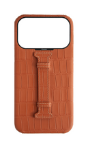 Matte Camel Brown Embossed Crocodile Case