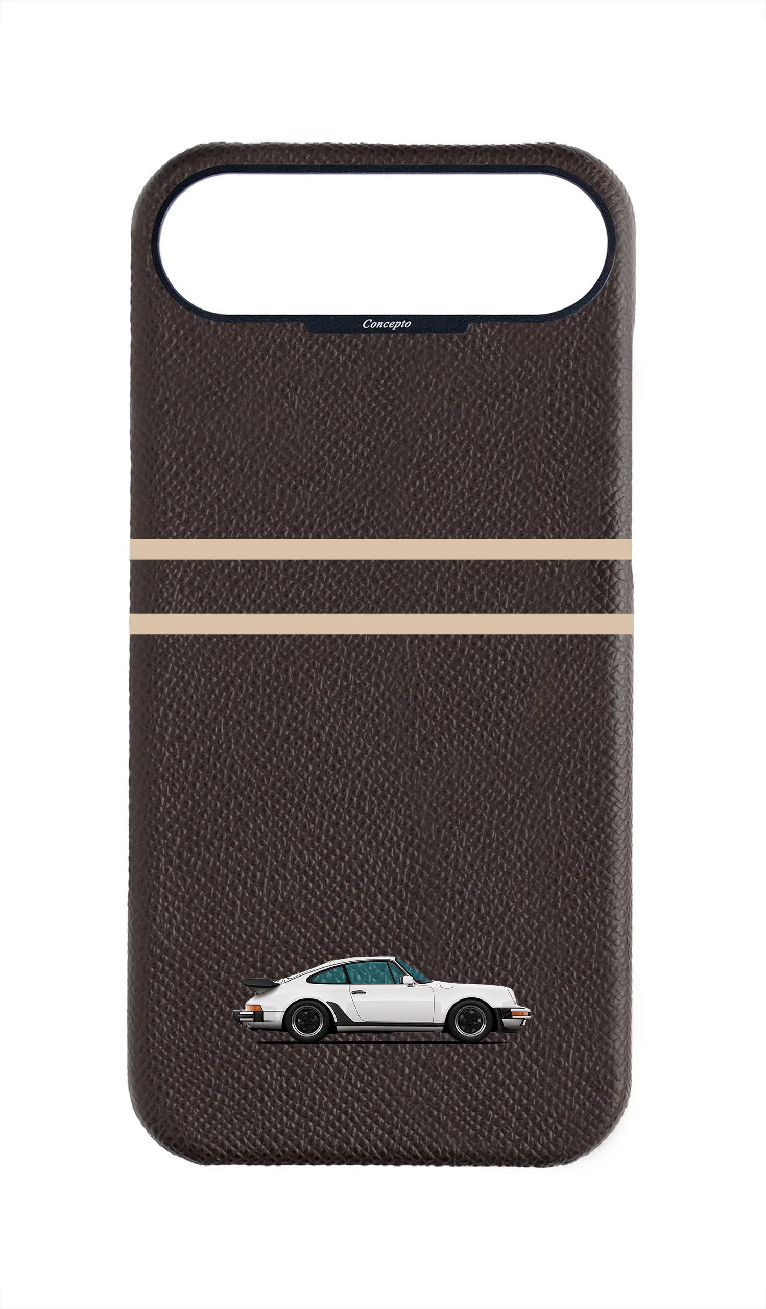 Brown Strapless Epsom Case - Retro Sport Design