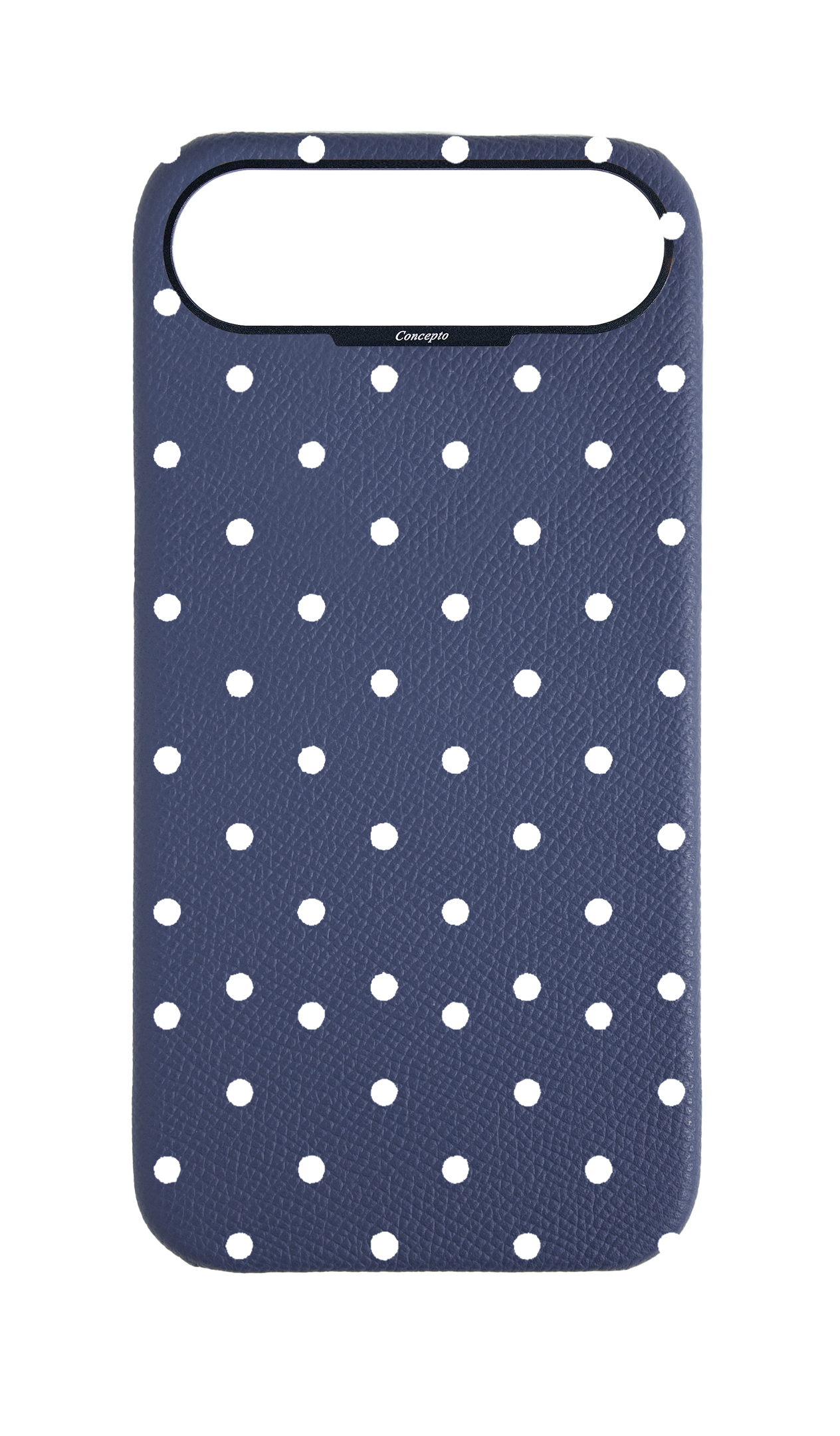 Navy Strapless Epsom Case - Polka Dots