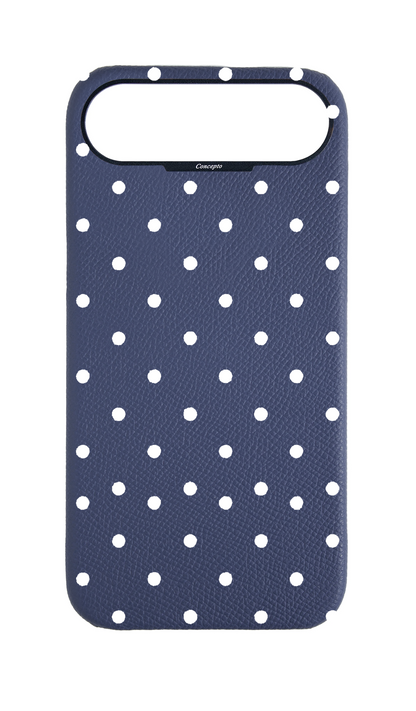 Navy Strapless Epsom Case - Polka Dots