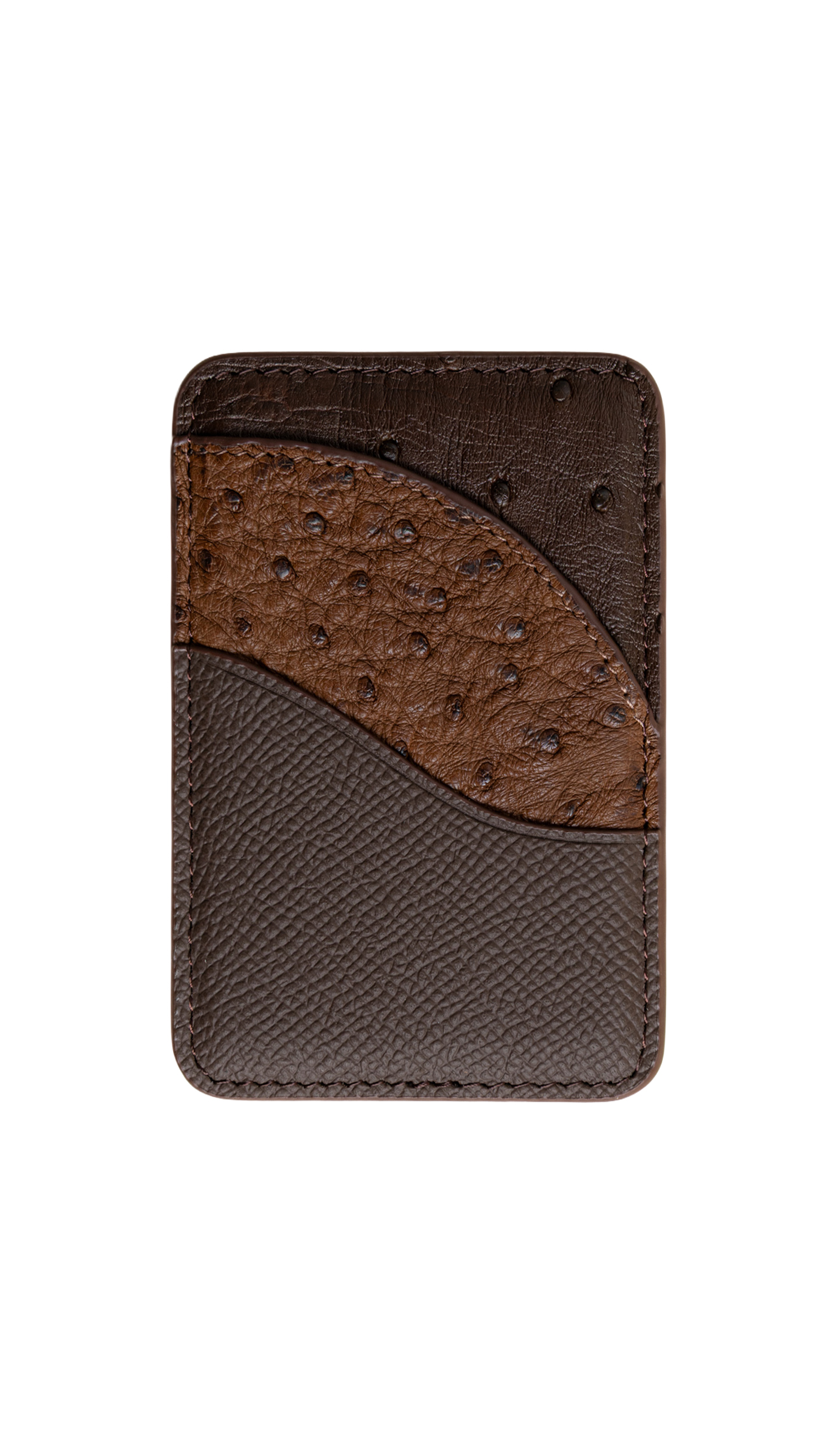 Brown Ostrich Contour MagSafe Wallet - The Wave