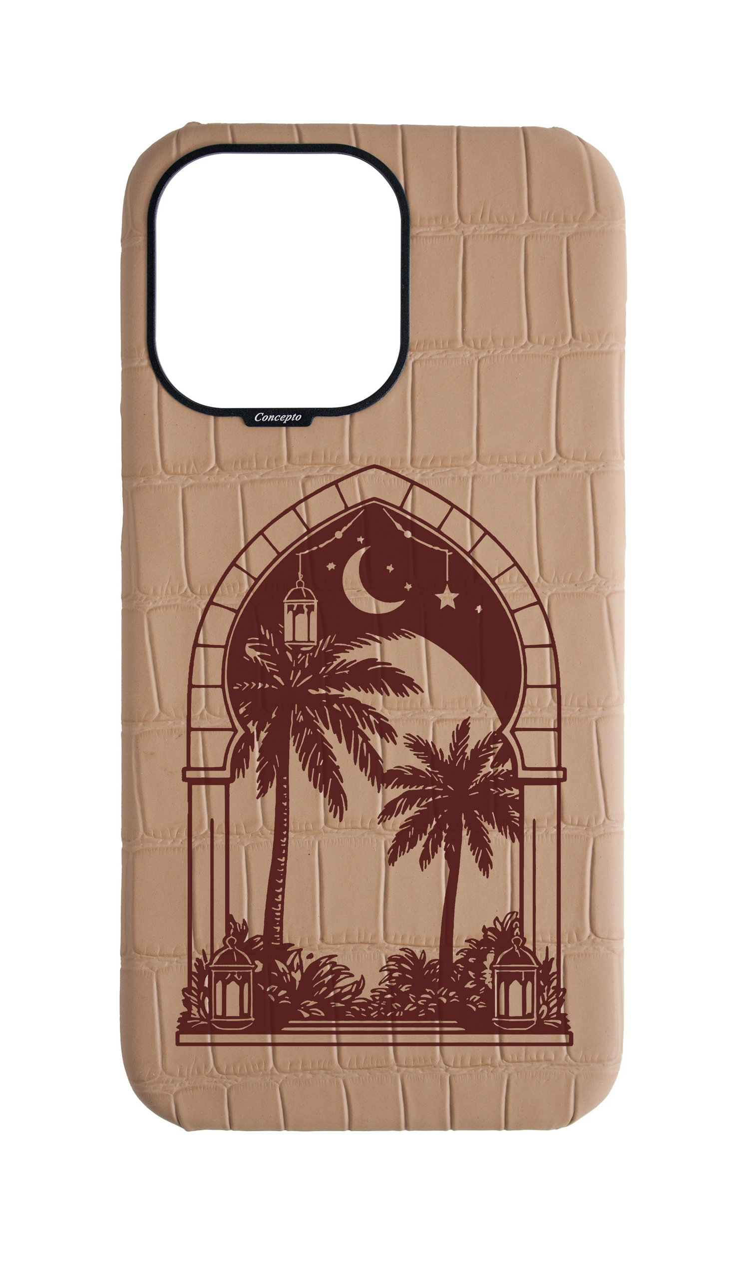 Matte Nude Strapless Embossed Crocodile Case - Ramadan Arch