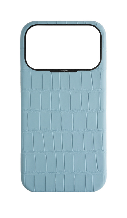 Matte Light Blue Strapless Embossed Crocodile Case