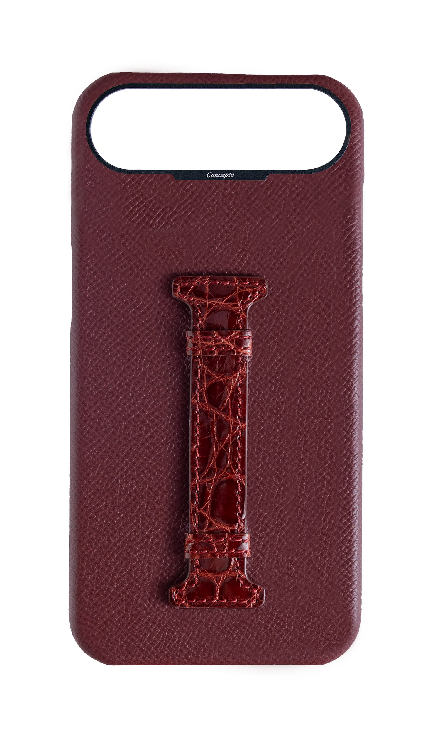 Burgundy Exotic Crocodile Middle Strap Case