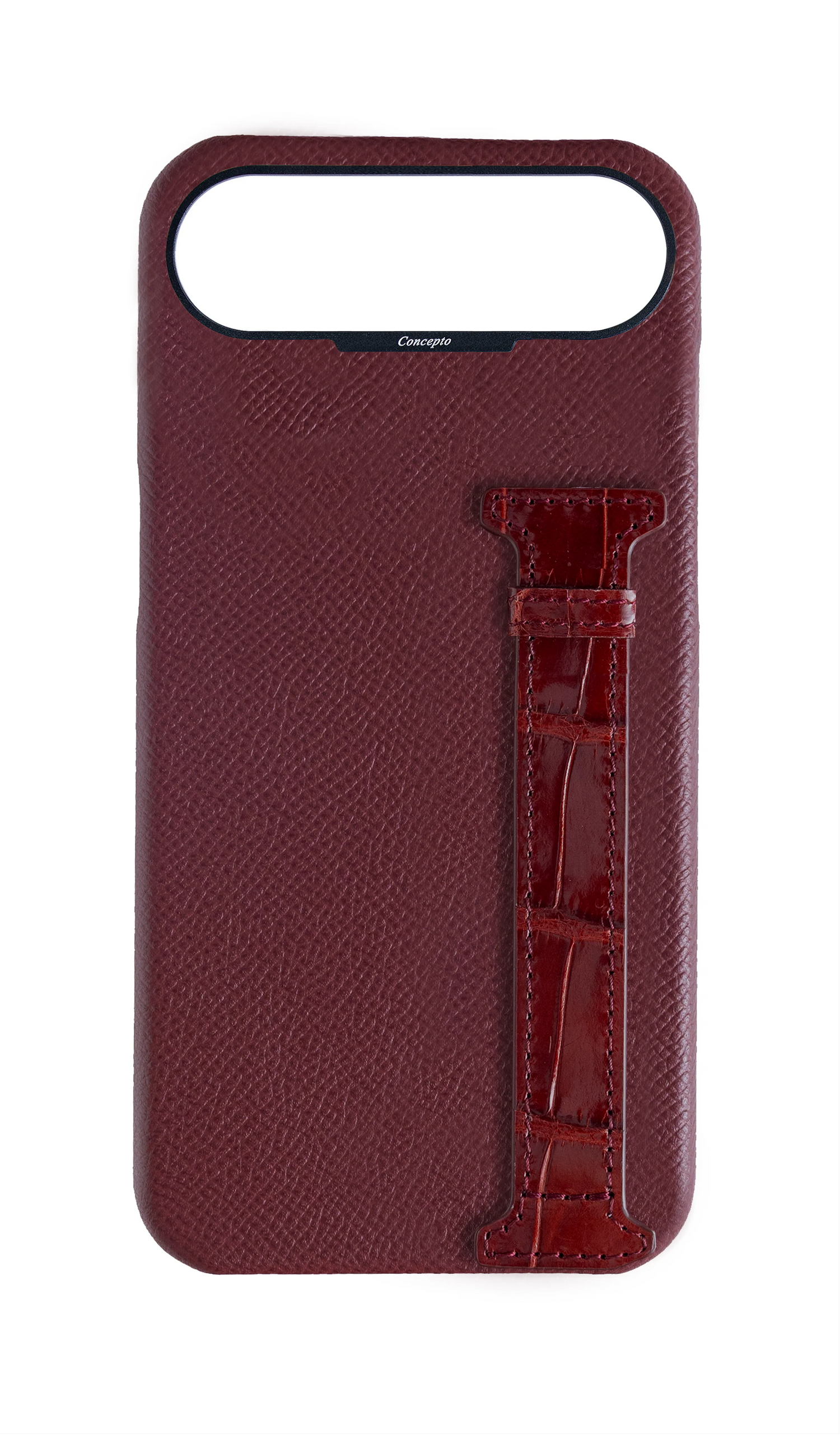 Burgundy Exotic Crocodile Side Strap Case