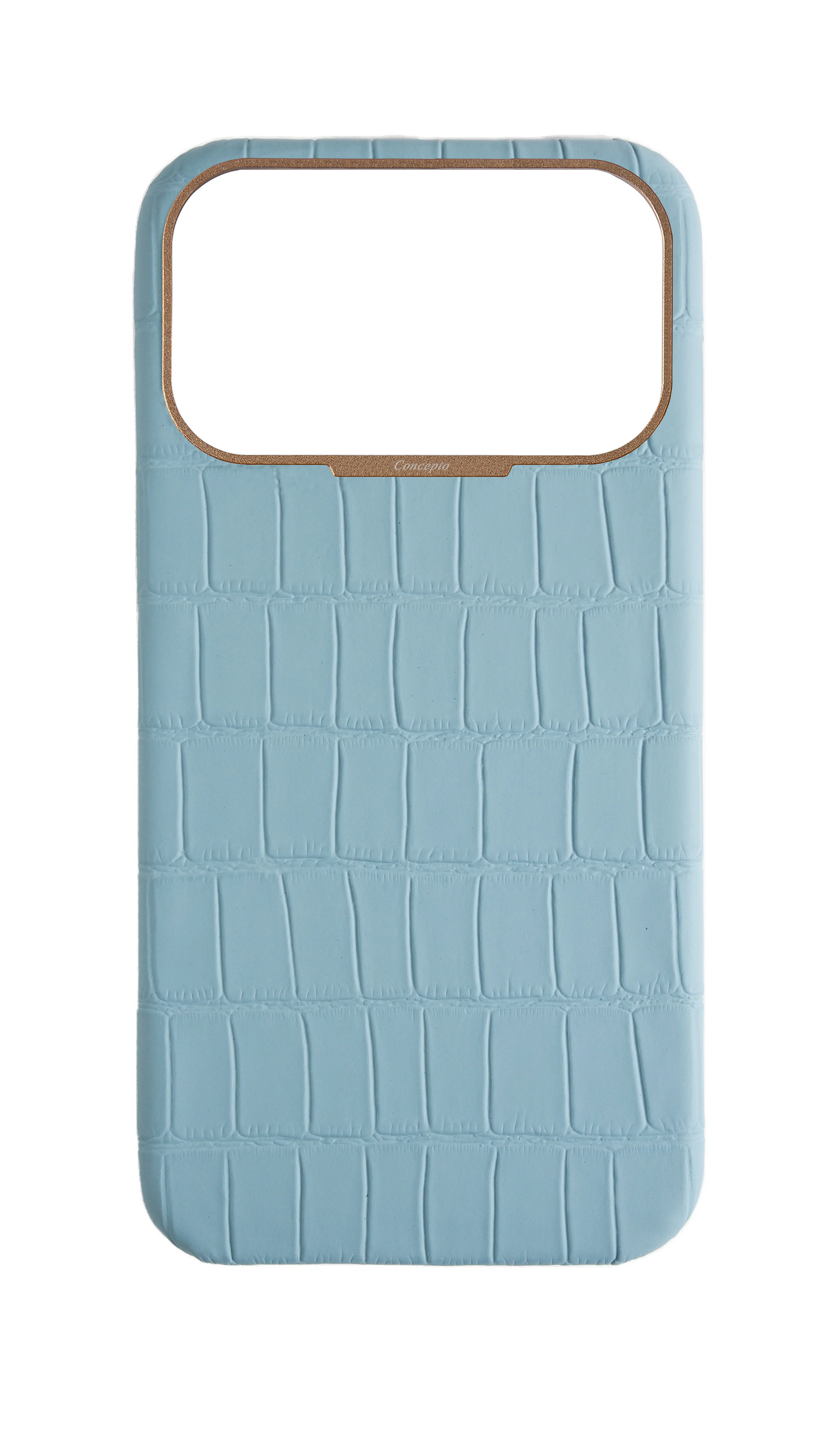 Matte Light Blue Strapless Embossed Crocodile Case