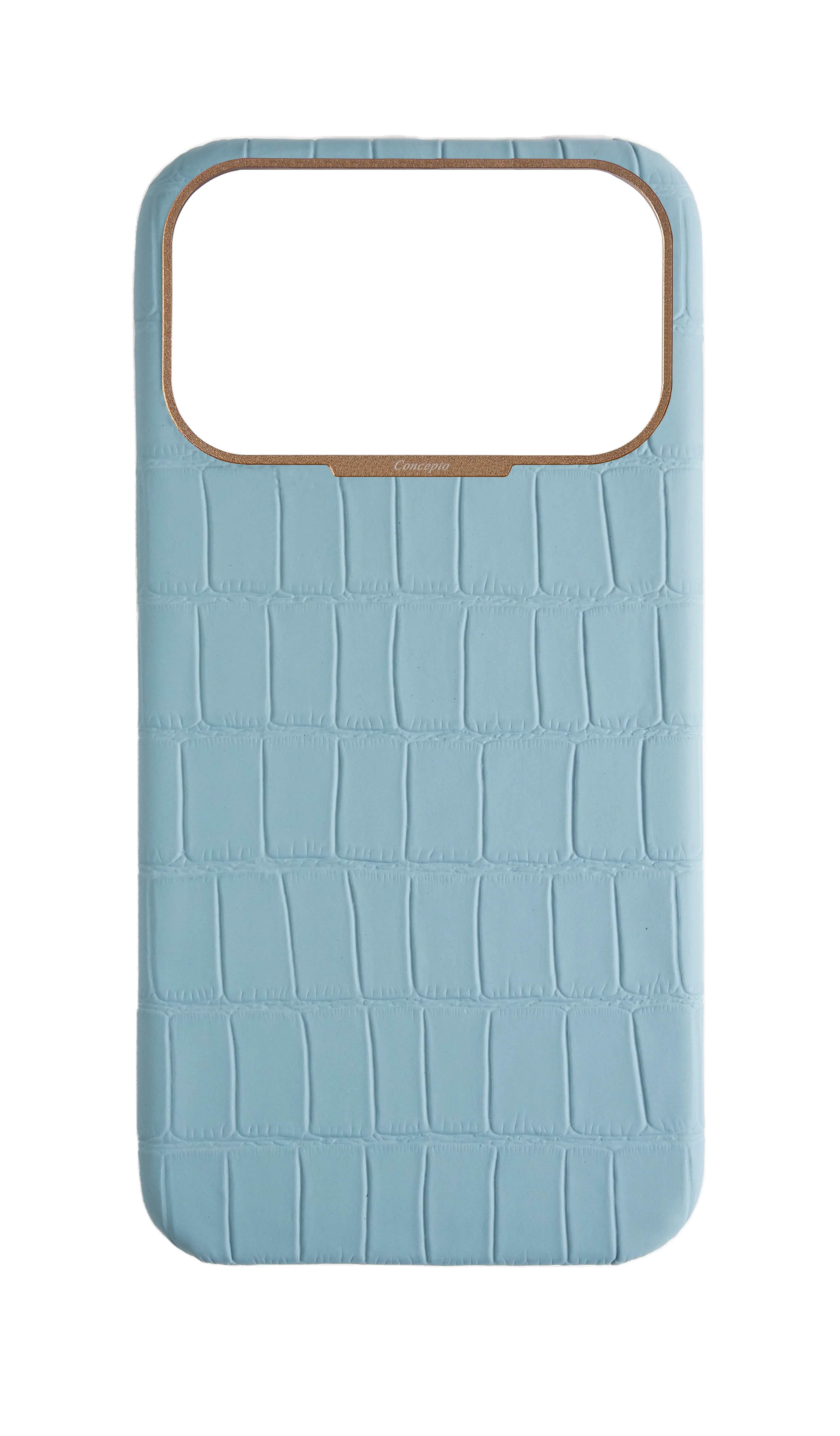 Matte Light Blue Strapless Embossed Crocodile Case