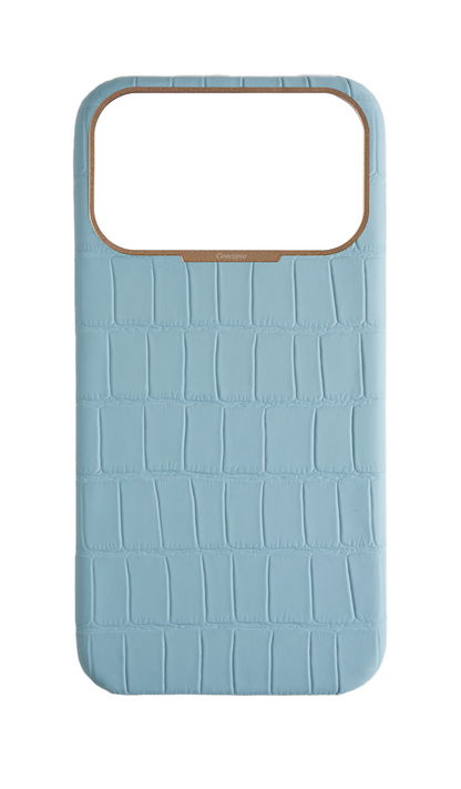 Matte Light Blue Strapless Embossed Crocodile Case