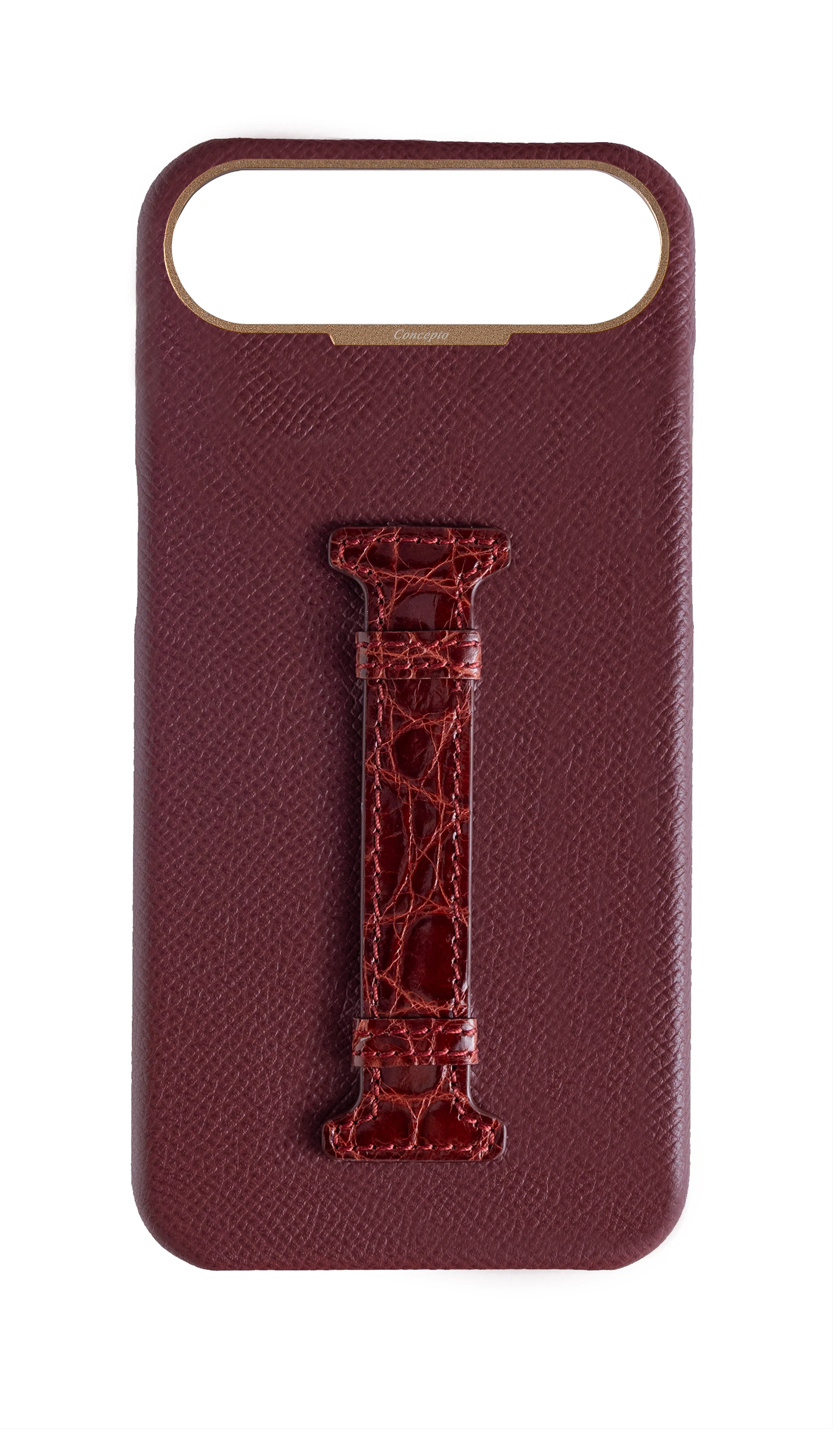 Burgundy Exotic Crocodile Middle Strap Case