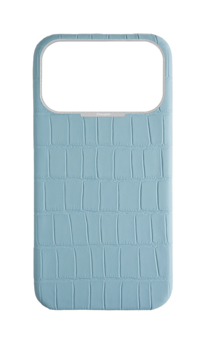 Matte Light Blue Strapless Embossed Crocodile Case