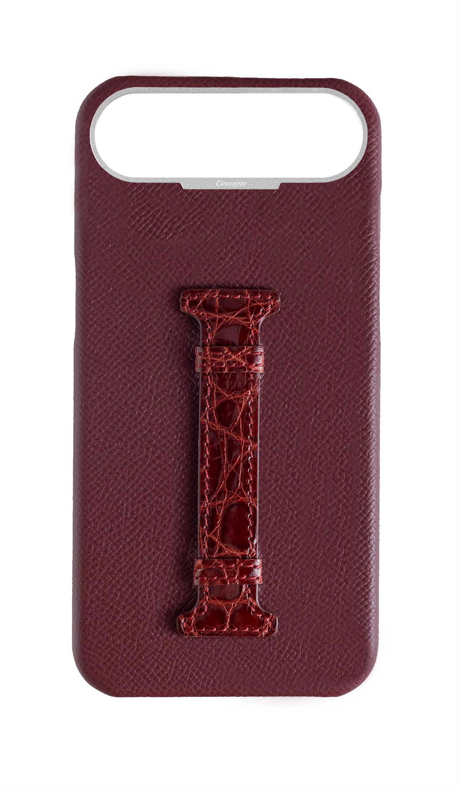 Burgundy Exotic Crocodile Middle Strap Case