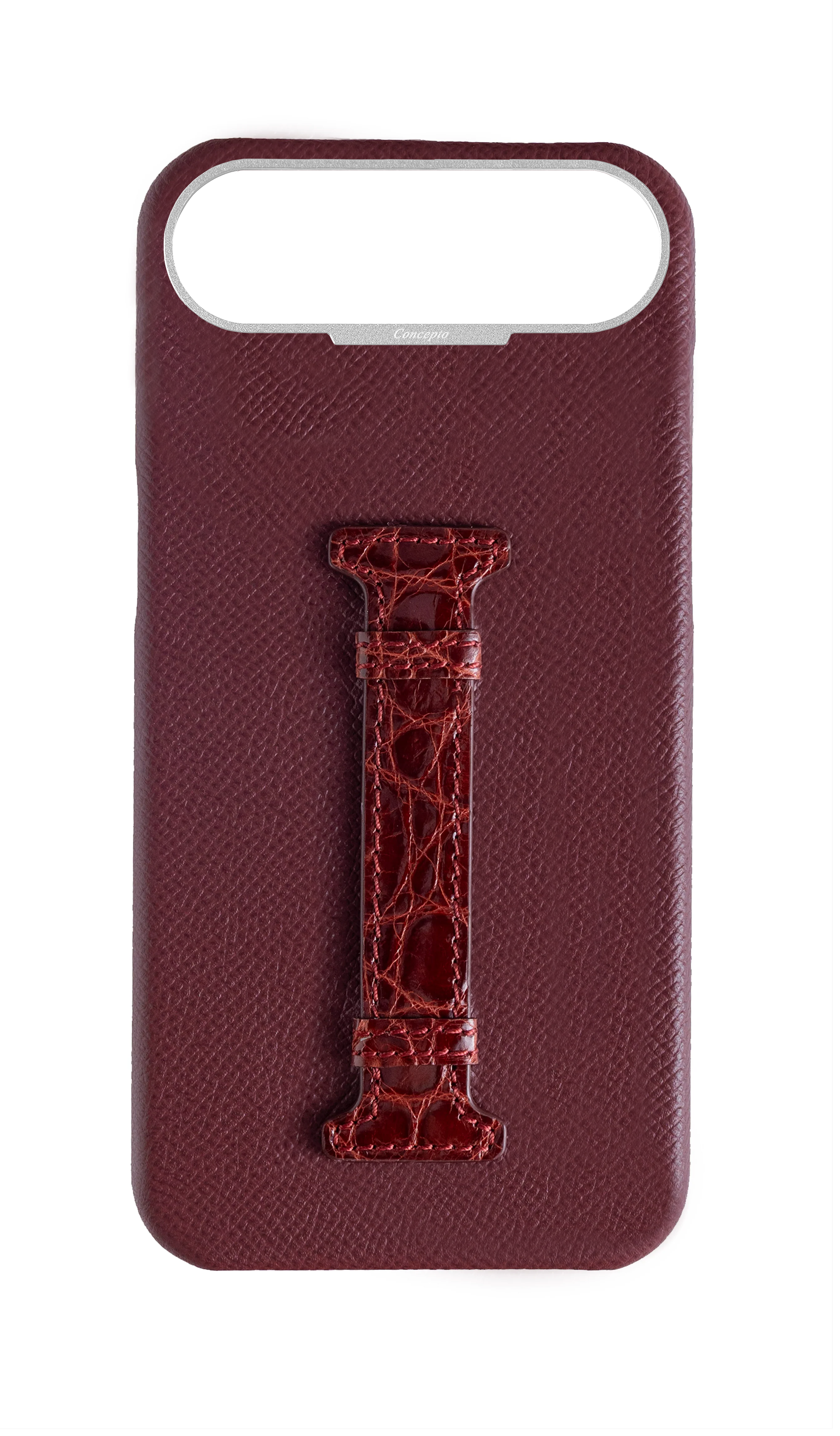 Burgundy Exotic Crocodile Middle Strap Case
