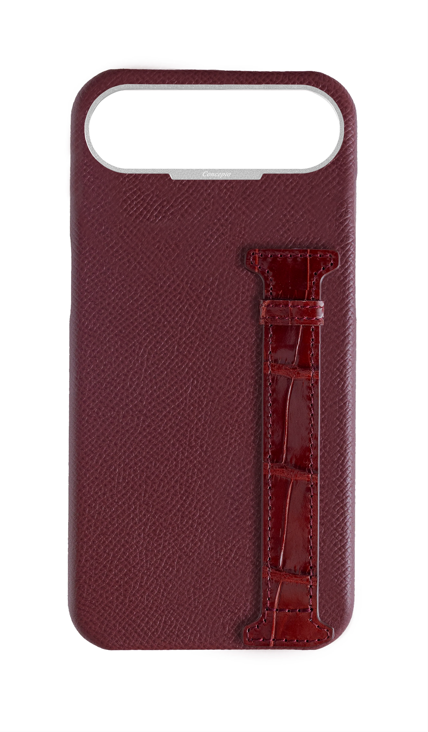 Burgundy Exotic Crocodile Side Strap Case