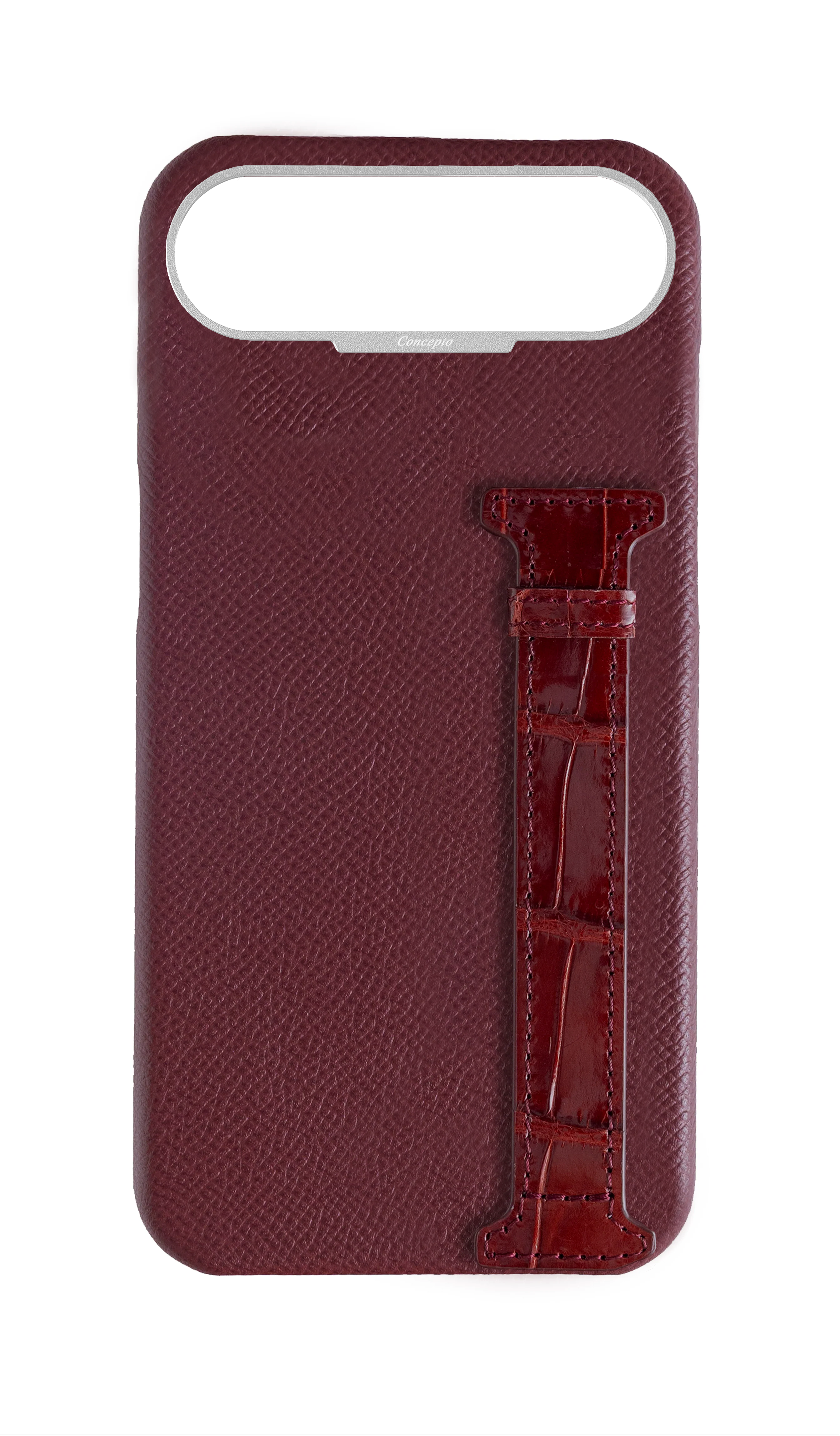 Burgundy Exotic Crocodile Side Strap Case