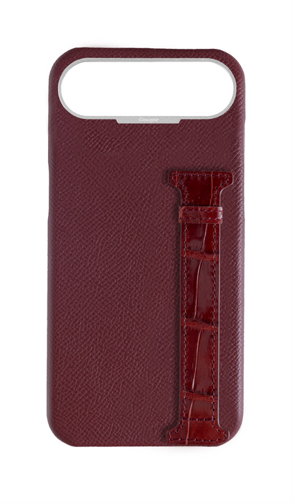 Burgundy Exotic Crocodile Side Strap Case