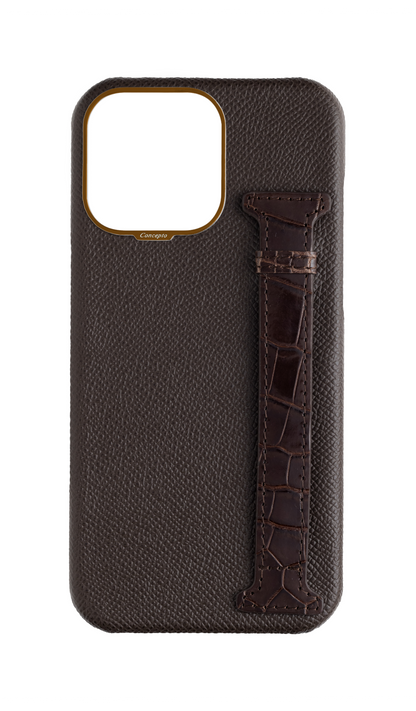 Brown Exotic Crocodile Side Strap Case