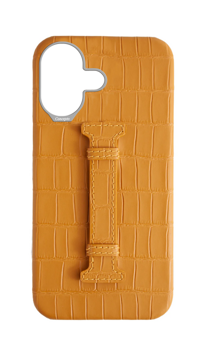 Matte Mustard Embossed Crocodile Case