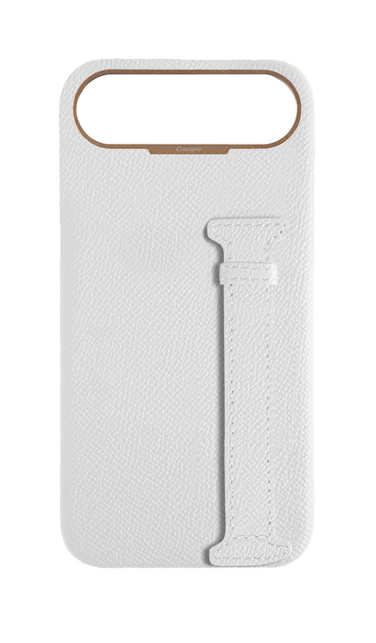 White Epsom Side Strap Case