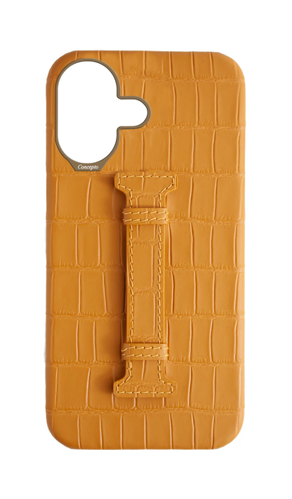 Matte Mustard Embossed Crocodile Case