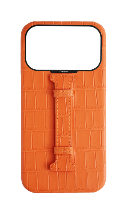 Matte Orange Embossed Crocodile Case