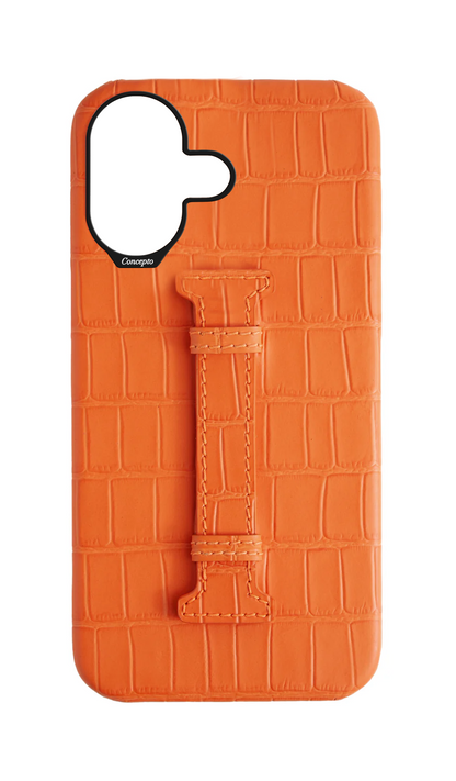 Matte Orange Embossed Crocodile Case