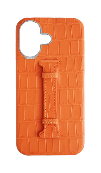 Matte Orange Embossed Crocodile Case