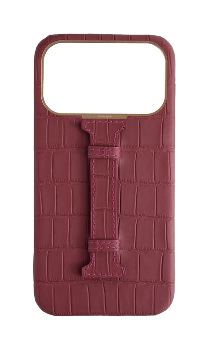 Matte Maroon Embossed Crocodile Case