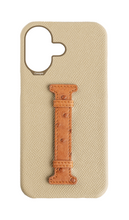 Beige / Tan Exotic Ostrich Middle Strap Case