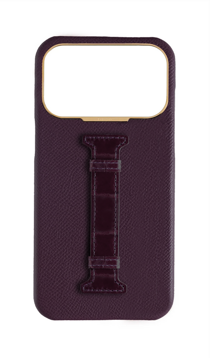 Deep Purple Exotic Crocodile Middle Strap Case