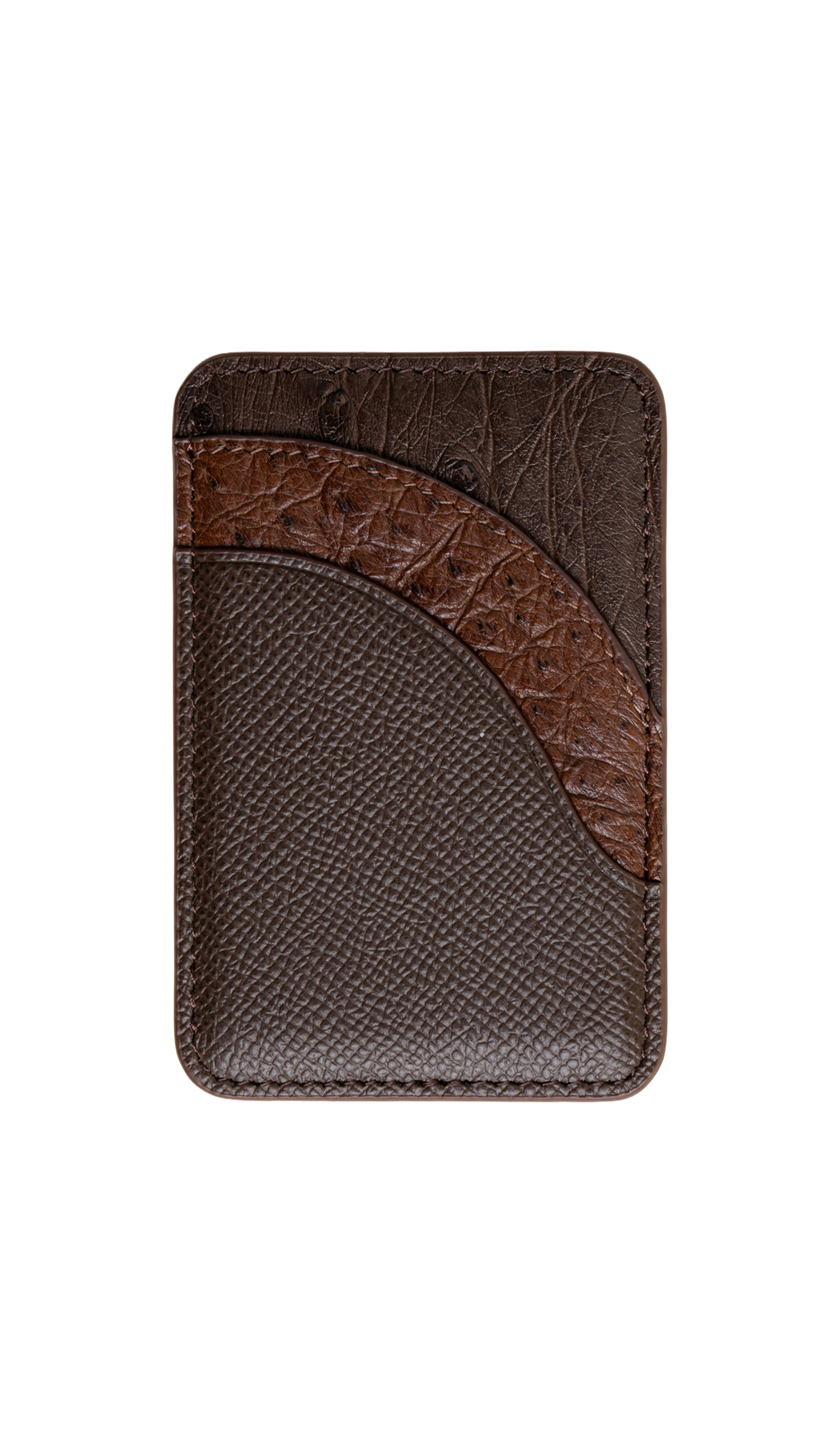 Brown Ostrich Contour MagSafe Wallet - The Curve