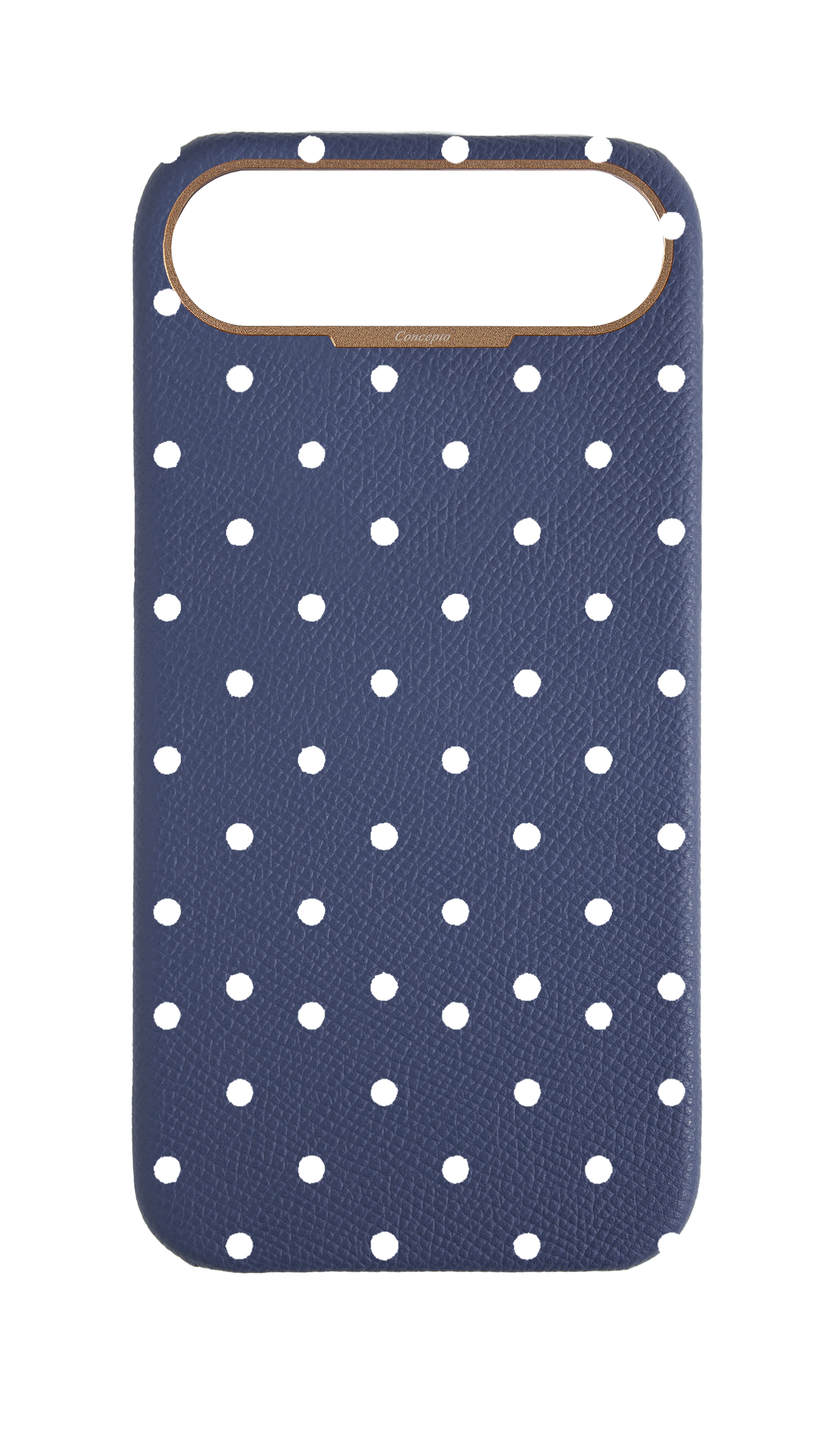 Navy Strapless Epsom Case - Polka Dots
