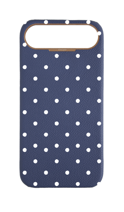 Navy Strapless Epsom Case - Polka Dots