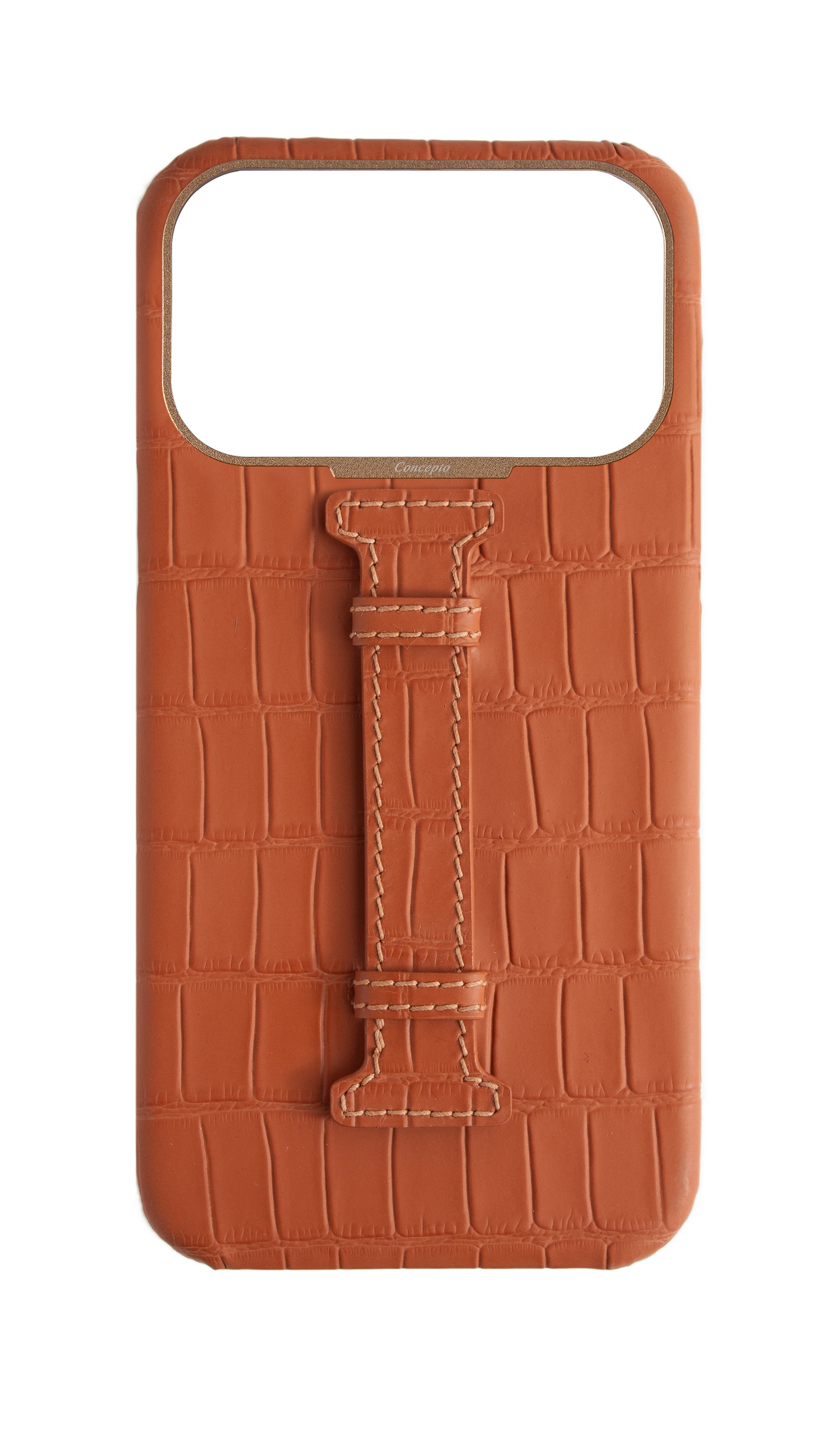 Matte Camel Brown Embossed Crocodile Case