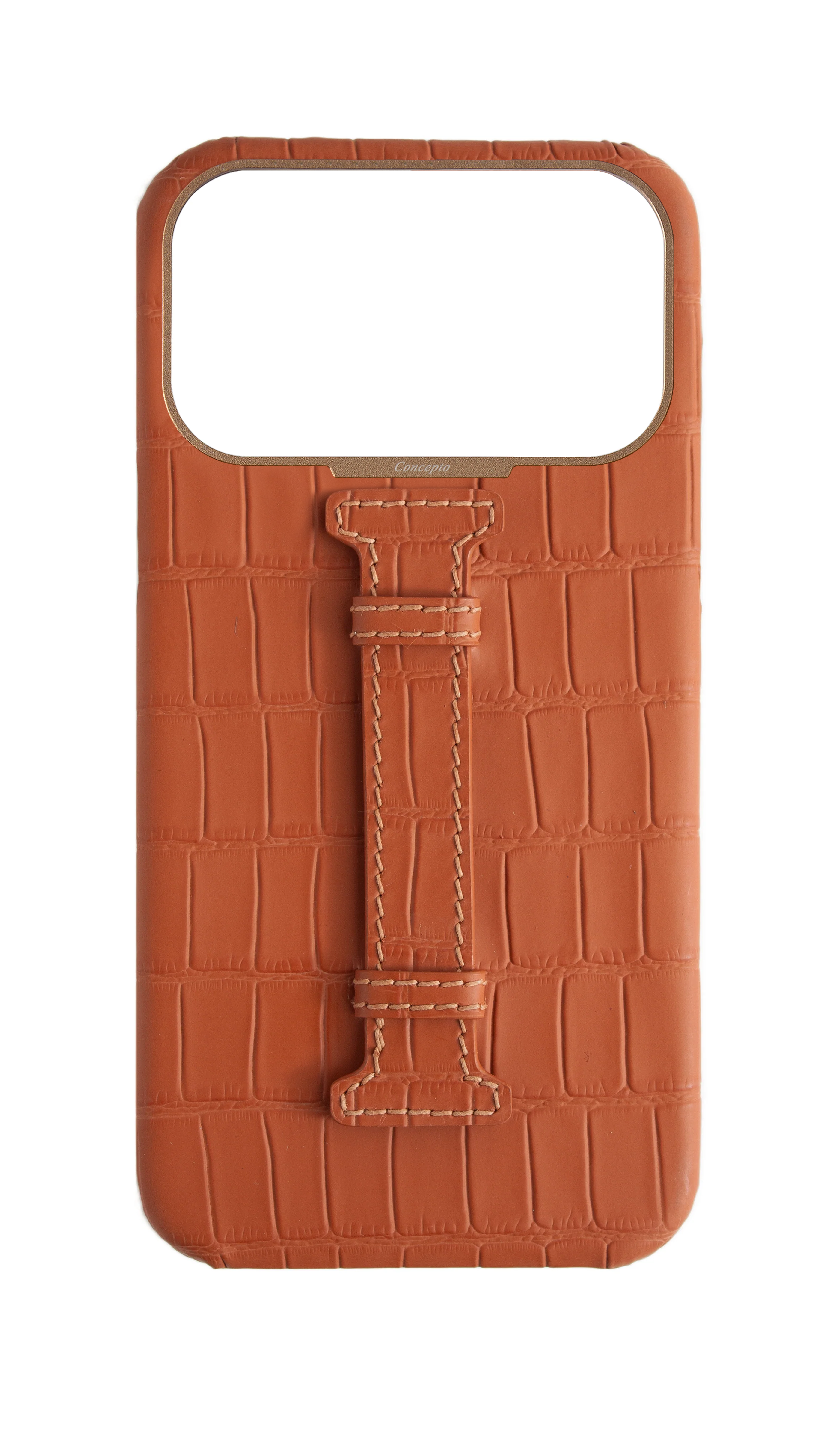 Matte Camel Brown Embossed Crocodile Case