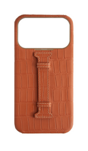 Matte Camel Brown Embossed Crocodile Case