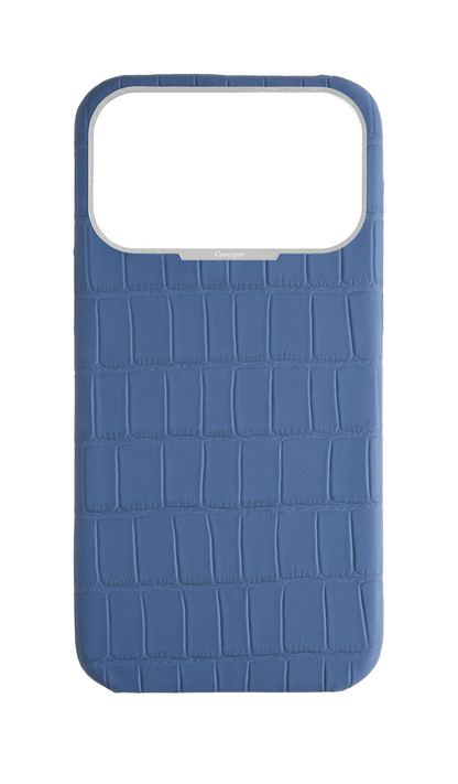 Matte Navy Strapless Embossed Crocodile Case