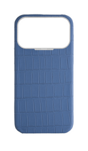 Matte Navy Strapless Embossed Crocodile Case