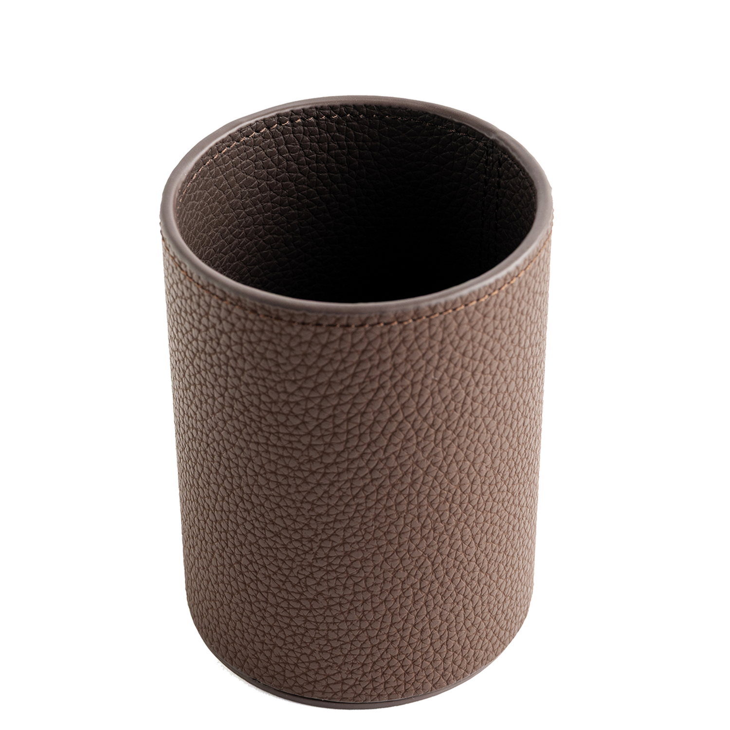Chocolate Brown Leather Waste Bin