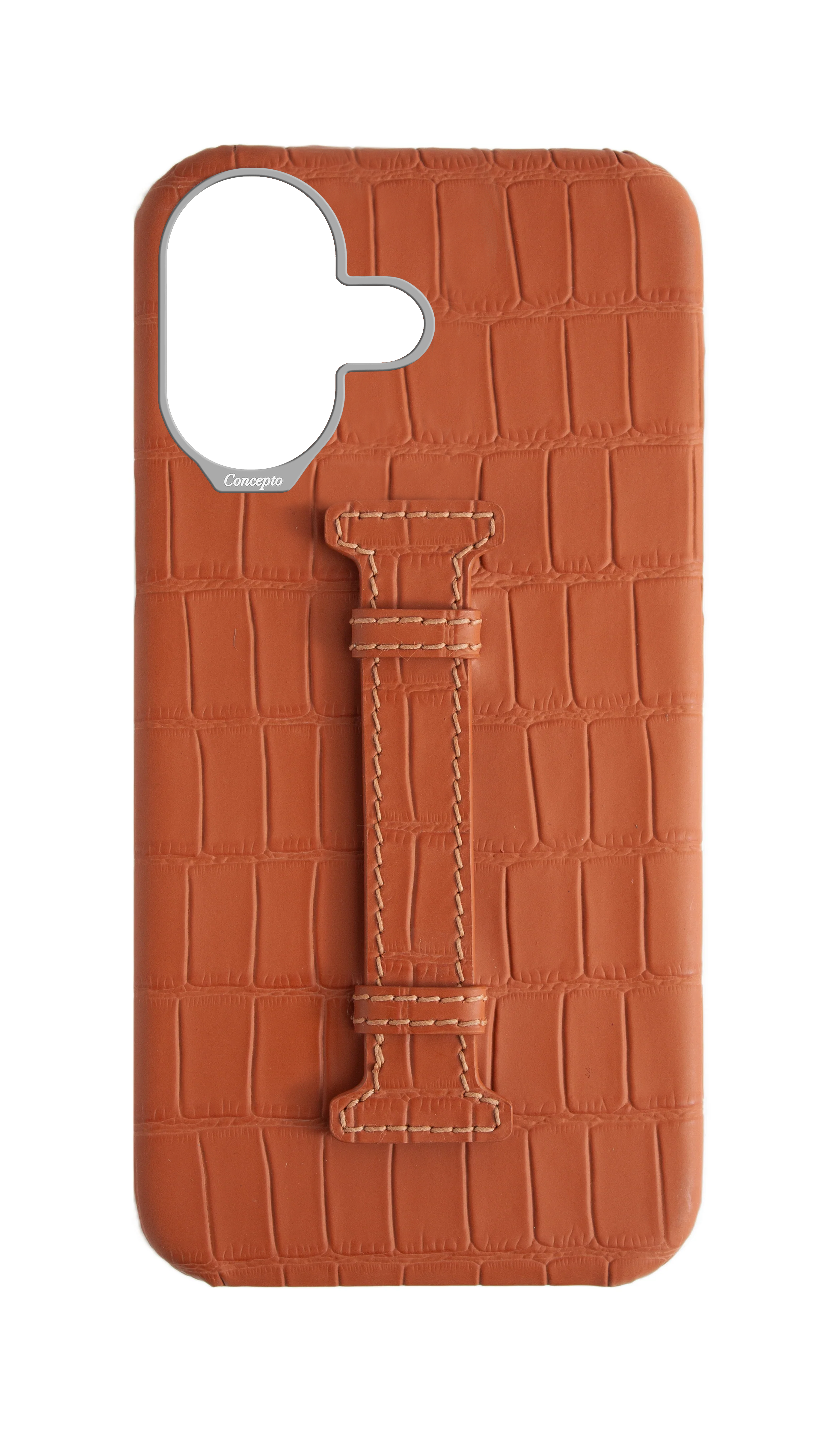 Matte Camel Brown Embossed Crocodile Case