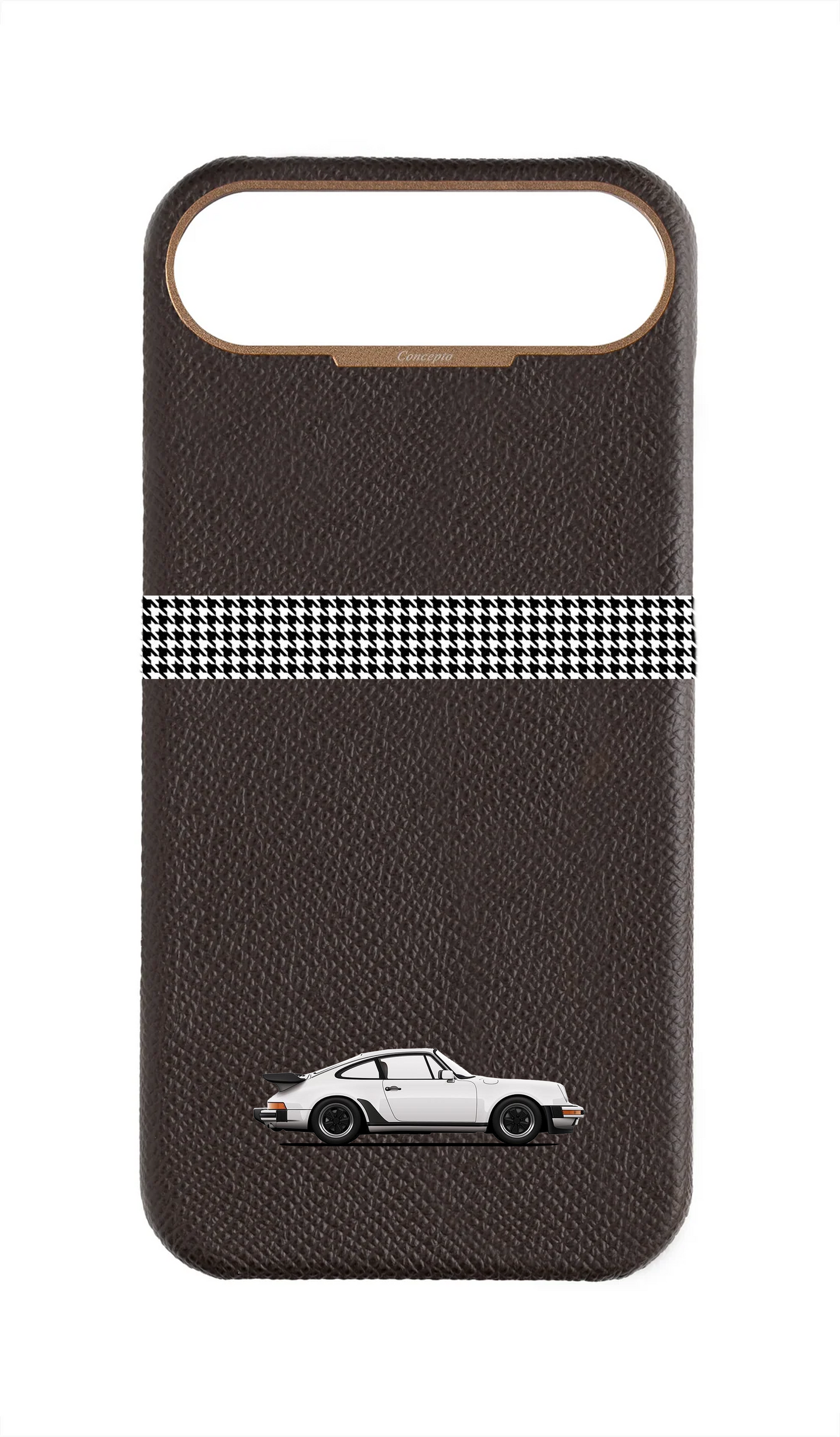 Brown Strapless Epsom Case - Retro Sport Design