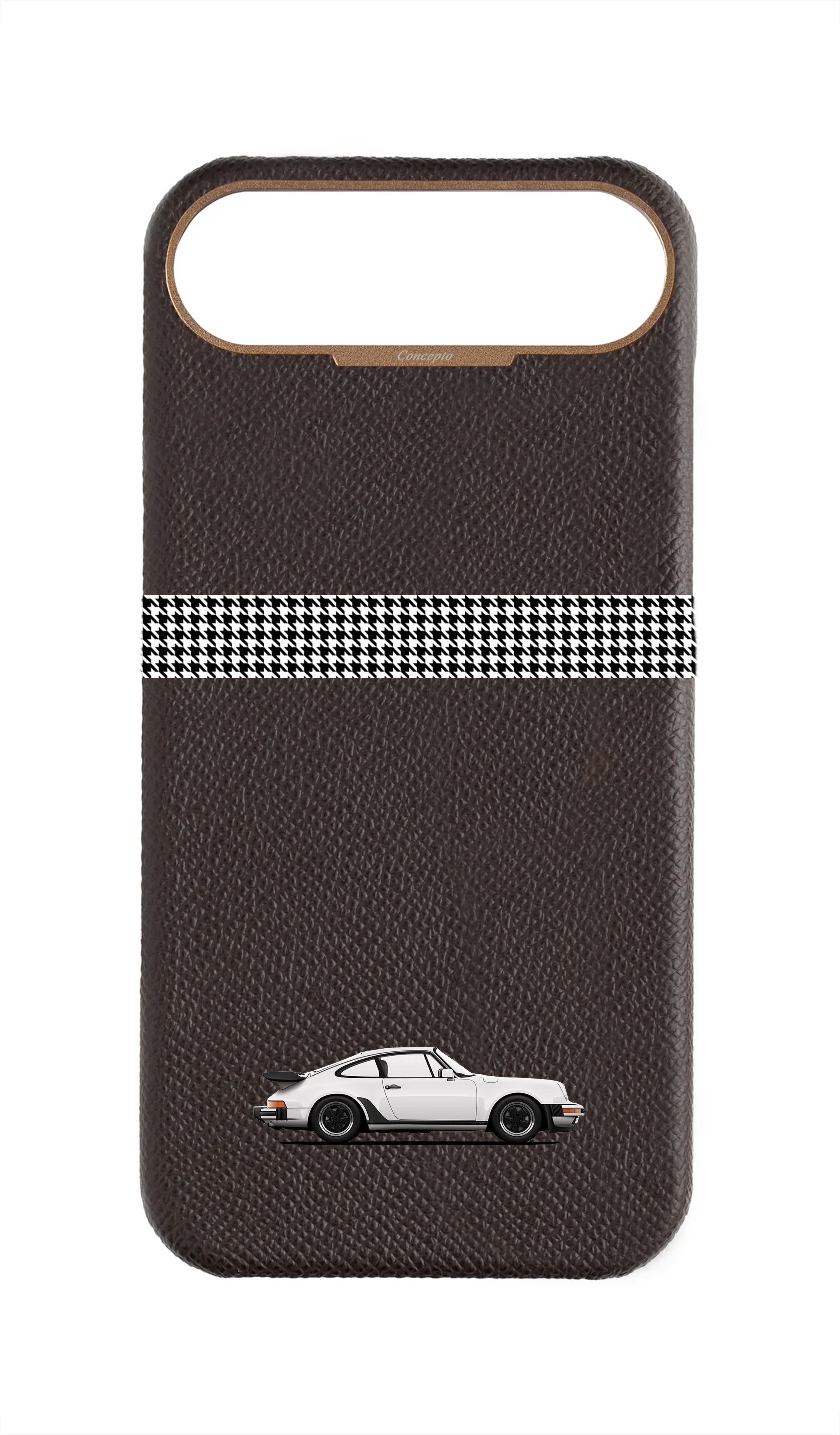 Brown Strapless Epsom Case - Retro Sport Design